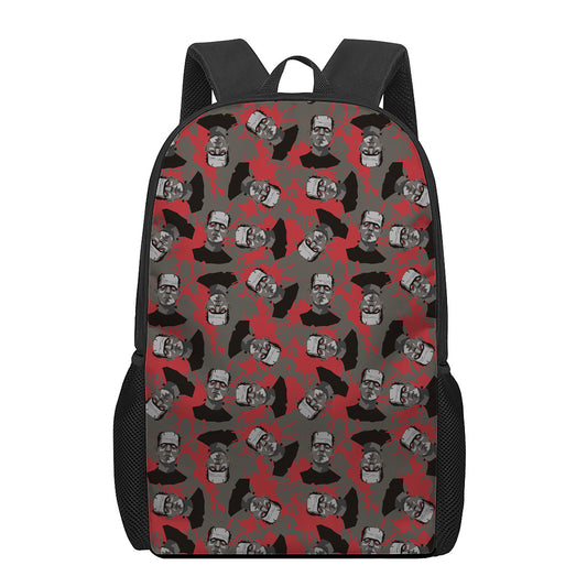 Horror Frankenstein Pattern Print 17 Inch Backpack