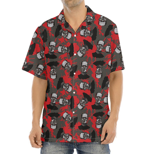 Horror Frankenstein Pattern Print Aloha Shirt