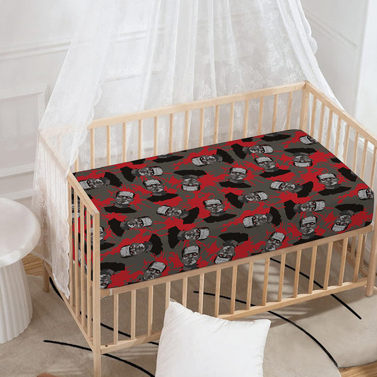 Horror Frankenstein Pattern Print Baby Crib Sheet