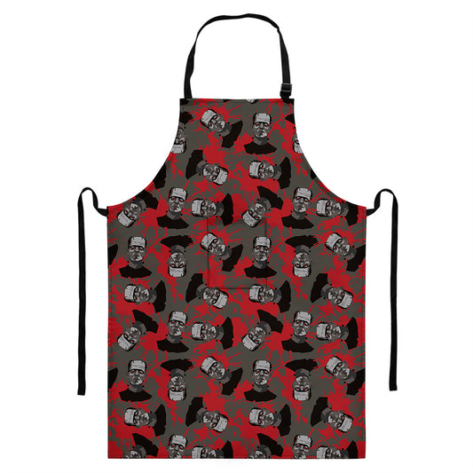 Horror Frankenstein Pattern Print Bib Apron With Pocket