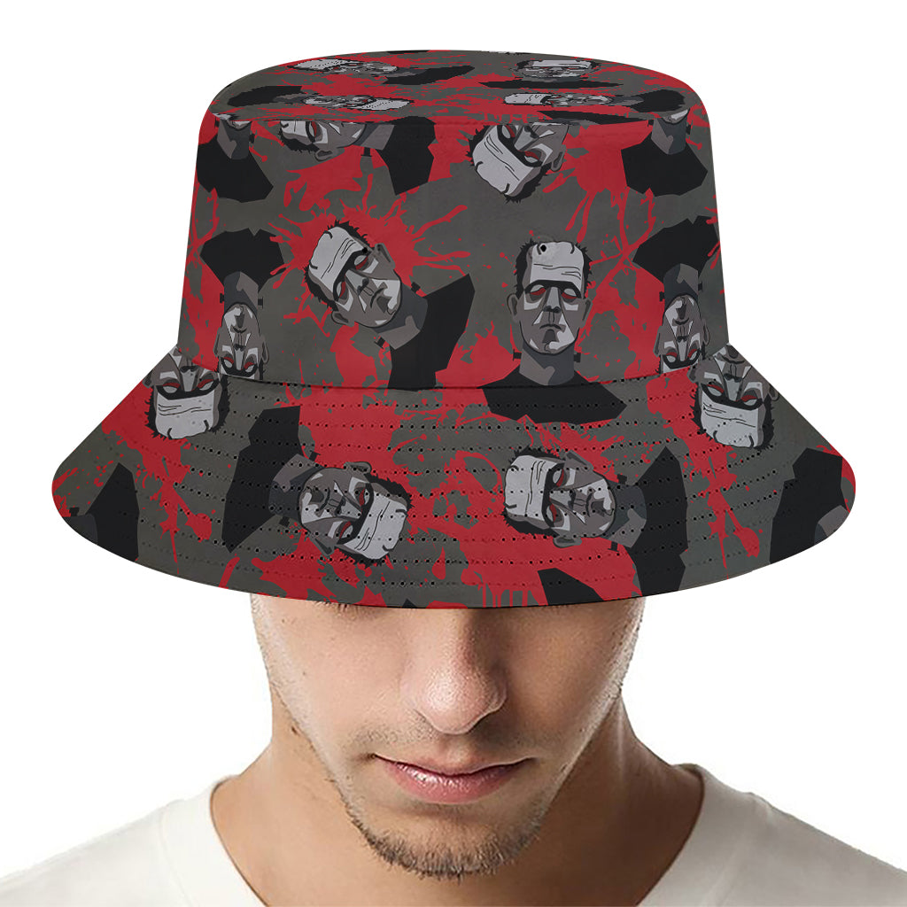 Horror Frankenstein Pattern Print Bucket Hat