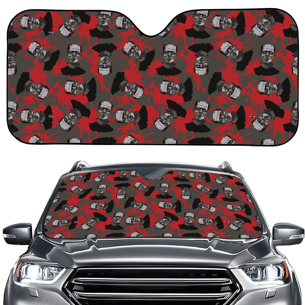 Horror Frankenstein Pattern Print Car Windshield Sun Shade
