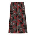Horror Frankenstein Pattern Print Cotton Front Slit Maxi Skirt