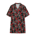 Horror Frankenstein Pattern Print Cotton Hawaiian Shirt