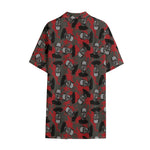 Horror Frankenstein Pattern Print Cotton Hawaiian Shirt