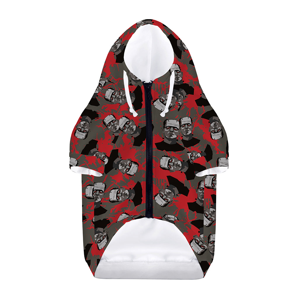 Horror Frankenstein Pattern Print Dog Zip Up Hoodie