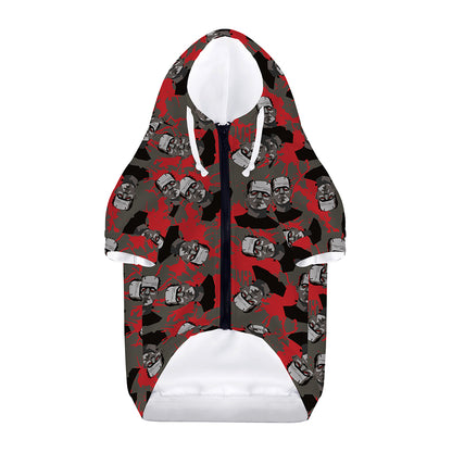 Horror Frankenstein Pattern Print Dog Zip Up Hoodie