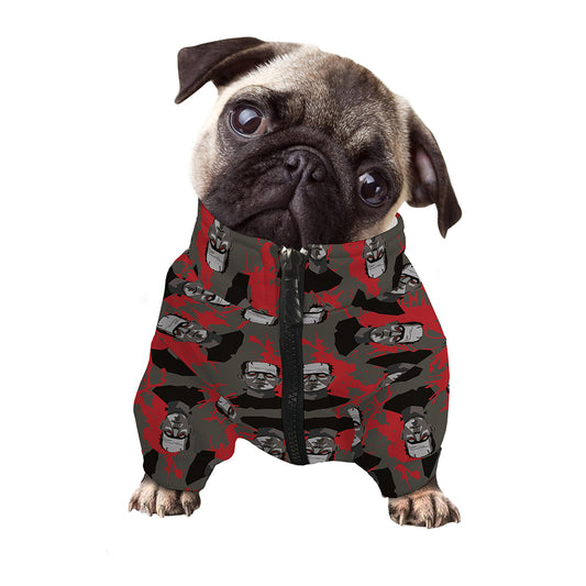 Horror Frankenstein Pattern Print Dog Zip Up Jacket