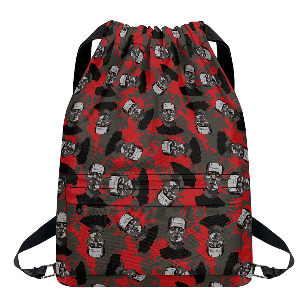 Horror Frankenstein Pattern Print Drawstring Backpack