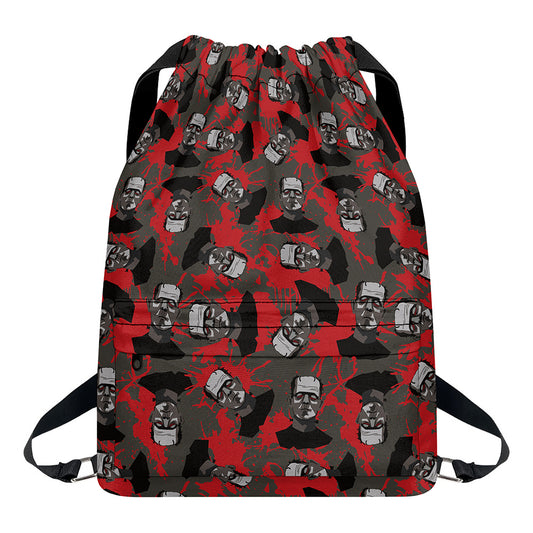 Horror Frankenstein Pattern Print Drawstring Backpack