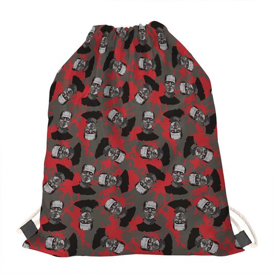 Horror Frankenstein Pattern Print Drawstring Bag
