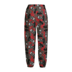 Horror Frankenstein Pattern Print Fleece Lined Knit Pants