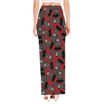 Horror Frankenstein Pattern Print High Slit Maxi Skirt