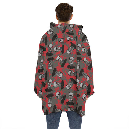 Horror Frankenstein Pattern Print Hoodie Blanket