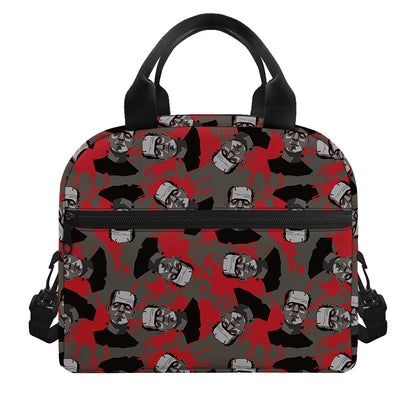 Horror Frankenstein Pattern Print Insulated Lunch Bag