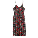 Horror Frankenstein Pattern Print Jersey Midi Cami Dress