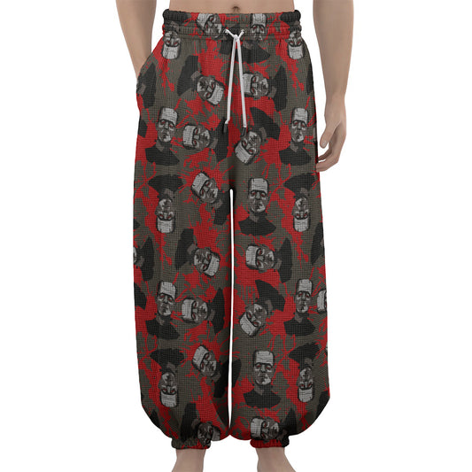 Horror Frankenstein Pattern Print Lantern Pants