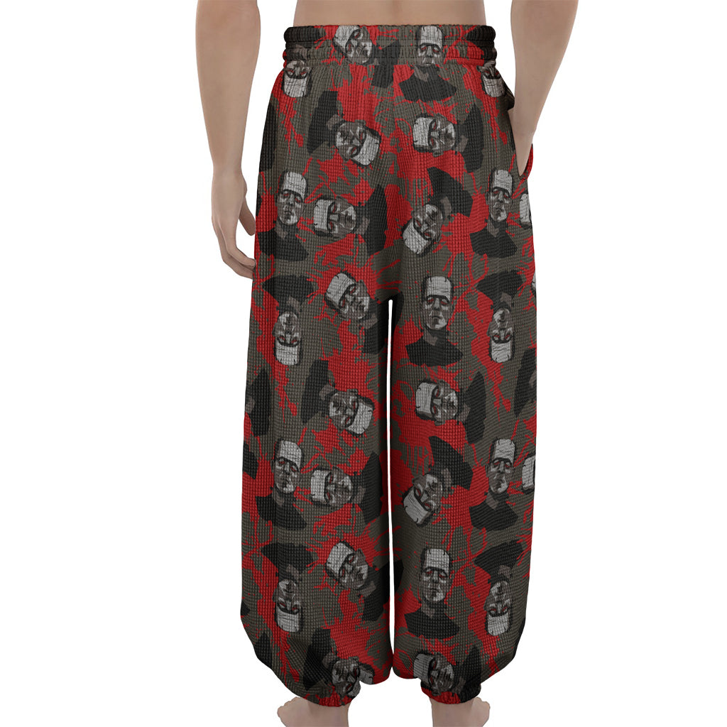 Horror Frankenstein Pattern Print Lantern Pants