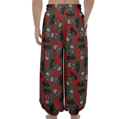 Horror Frankenstein Pattern Print Lantern Pants