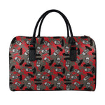 Horror Frankenstein Pattern Print Leather Duffle Bag