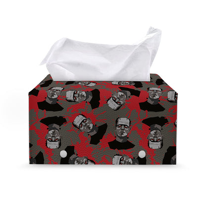 Horror Frankenstein Pattern Print Leather Tissue Box Cover