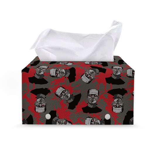 Horror Frankenstein Pattern Print Leather Tissue Box Cover