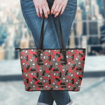 Horror Frankenstein Pattern Print Leather Tote Bag