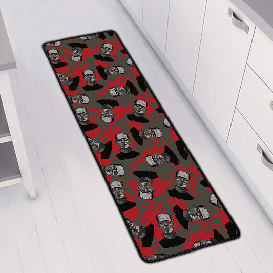 Horror Frankenstein Pattern Print Long Kitchen Mat