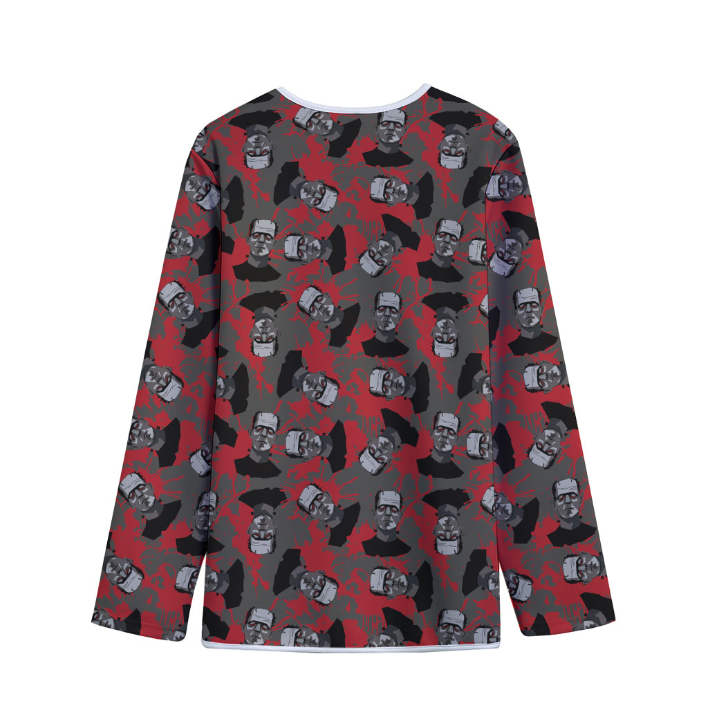 Horror Frankenstein Pattern Print Long Sleeve Short Coat