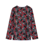 Horror Frankenstein Pattern Print Long Sleeve Short Coat