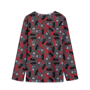 Horror Frankenstein Pattern Print Long Sleeve Short Coat