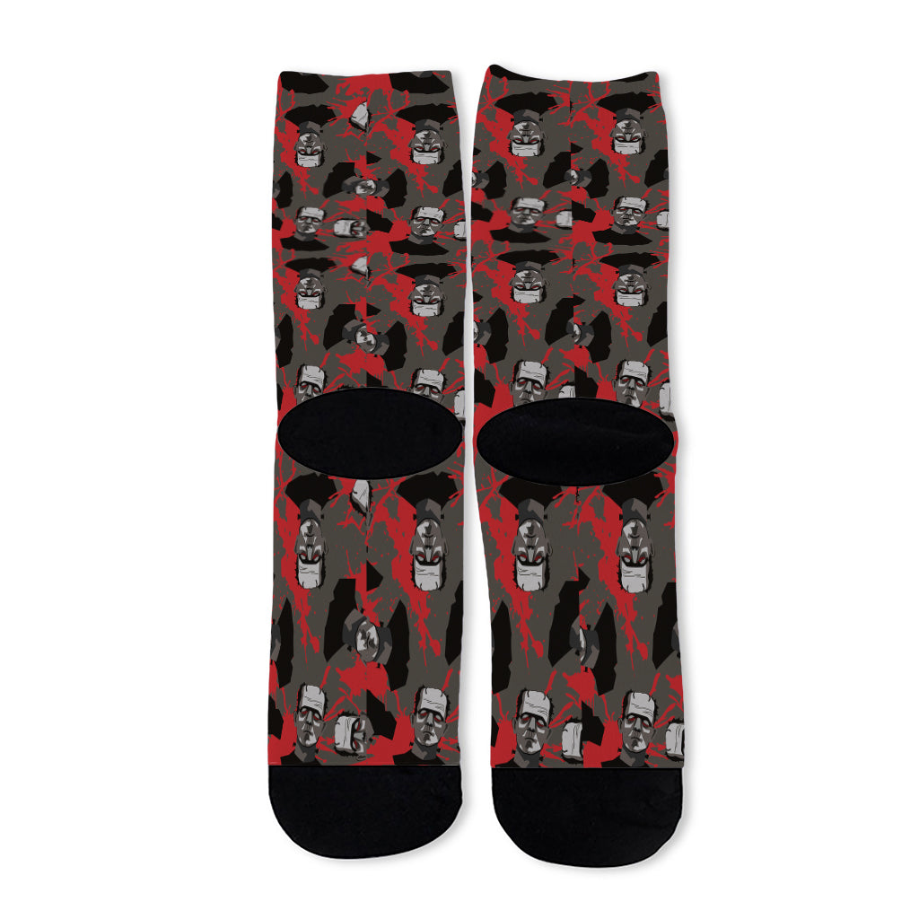 Horror Frankenstein Pattern Print Long Socks