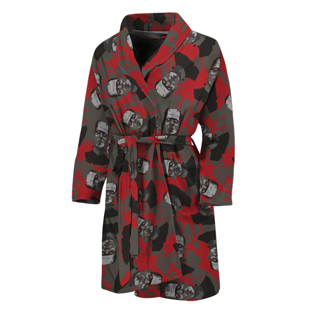 Horror Frankenstein Pattern Print Men's Bathrobe