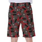 Horror Frankenstein Pattern Print Men's Beach Shorts