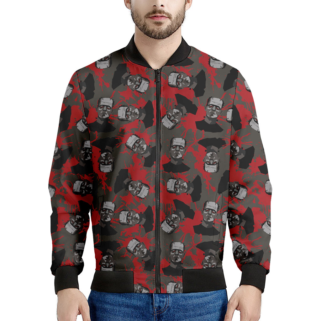 Horror Frankenstein Pattern Print Men's Bomber Jacket