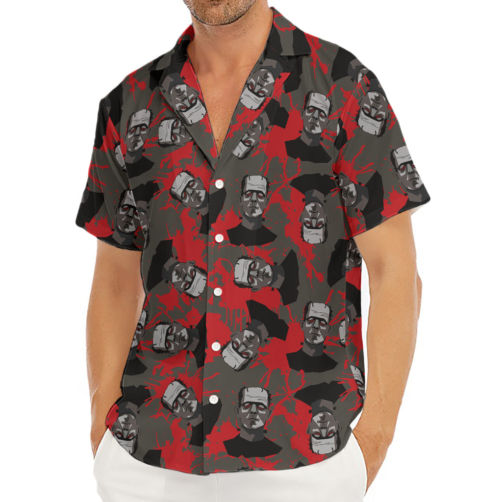 Horror Frankenstein Pattern Print Men's Deep V-Neck Shirt