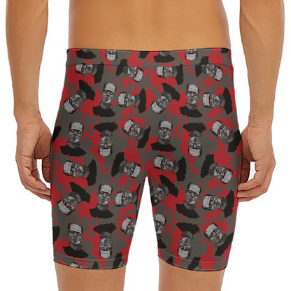 Horror Frankenstein Pattern Print Men's Long Boxer Briefs