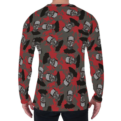 Horror Frankenstein Pattern Print Men's Long Sleeve T-Shirt
