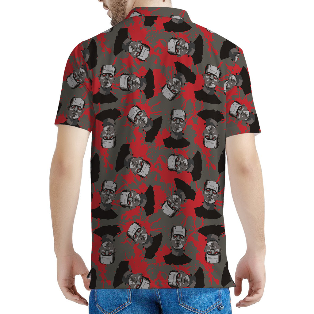 Horror Frankenstein Pattern Print Men's Polo Shirt