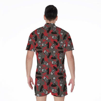 Horror Frankenstein Pattern Print Men's Rompers