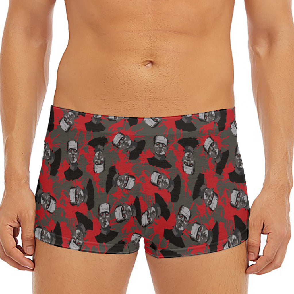 Horror Frankenstein Pattern Print Men's Short Boxer Briefs
