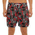 Horror Frankenstein Pattern Print Men's Split Running Shorts