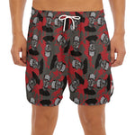 Horror Frankenstein Pattern Print Men's Split Running Shorts
