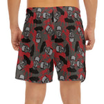 Horror Frankenstein Pattern Print Men's Split Running Shorts