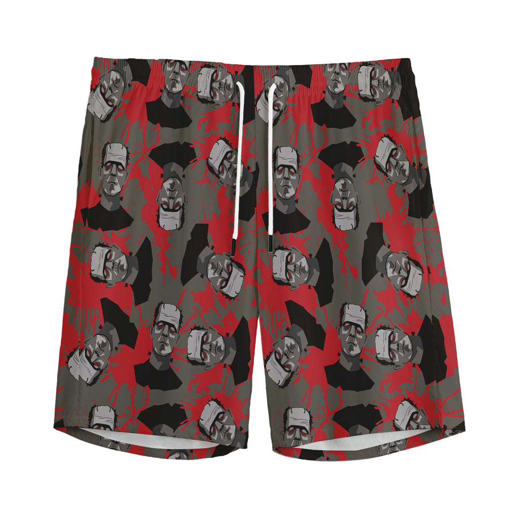 Horror Frankenstein Pattern Print Men's Sports Shorts