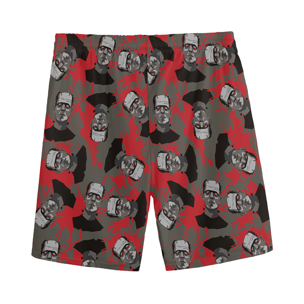 Horror Frankenstein Pattern Print Men's Sports Shorts