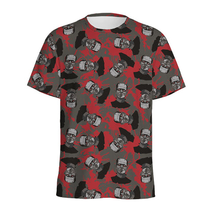 Horror Frankenstein Pattern Print Men's Sports T-Shirt