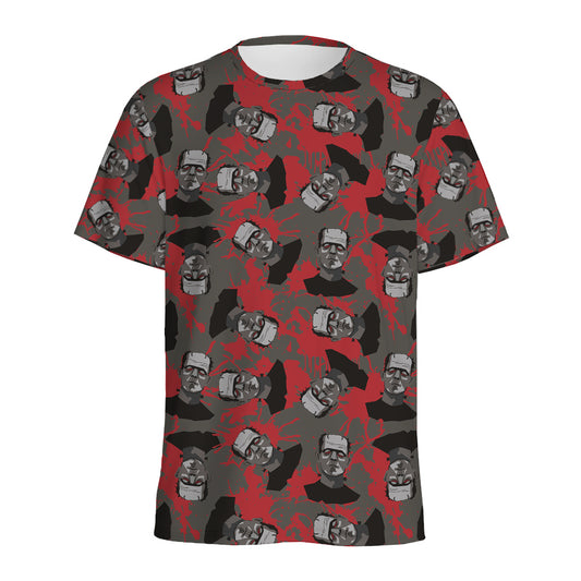 Horror Frankenstein Pattern Print Men's Sports T-Shirt