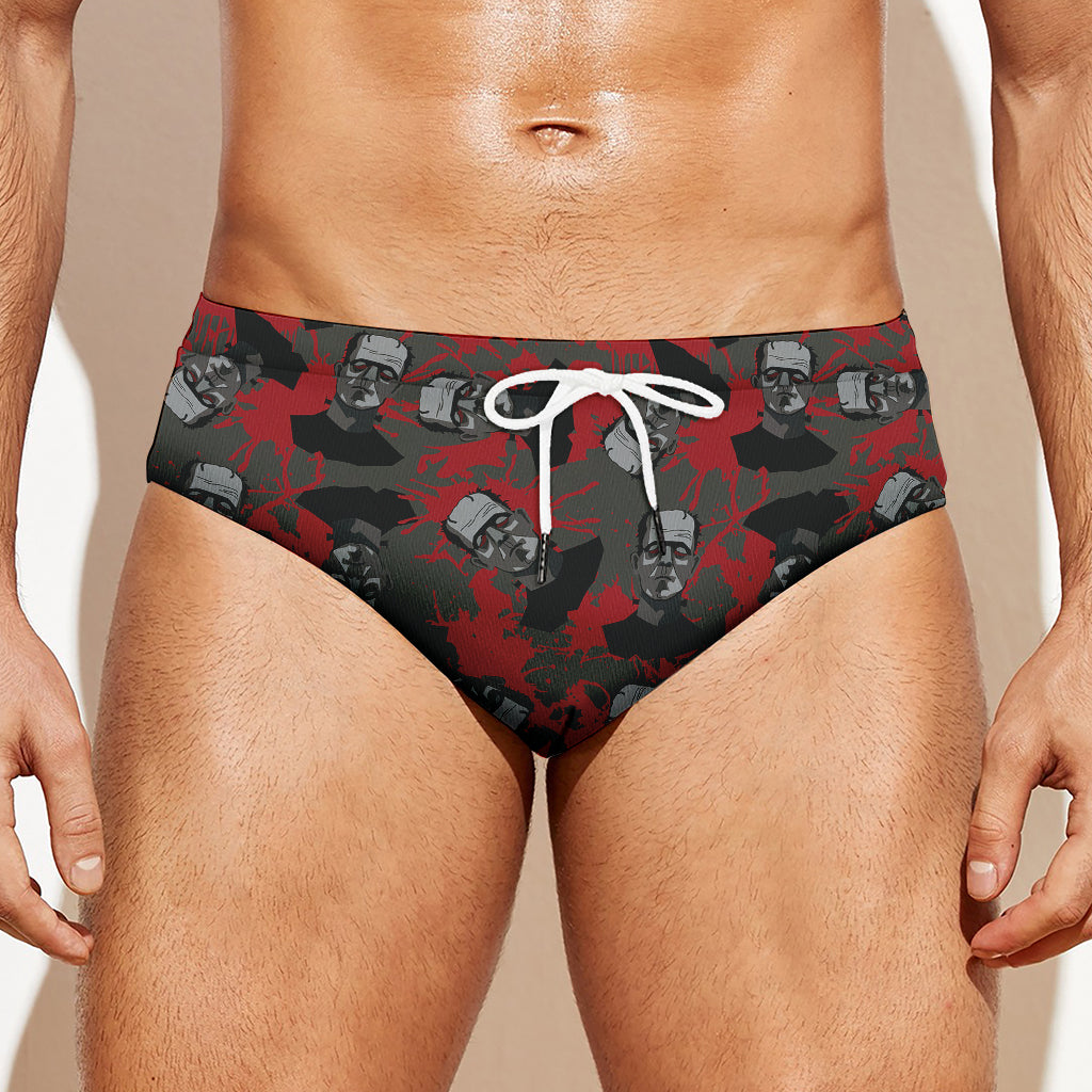 Horror Frankenstein Pattern Print Men's Swim Briefs