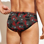 Horror Frankenstein Pattern Print Men's Swim Briefs